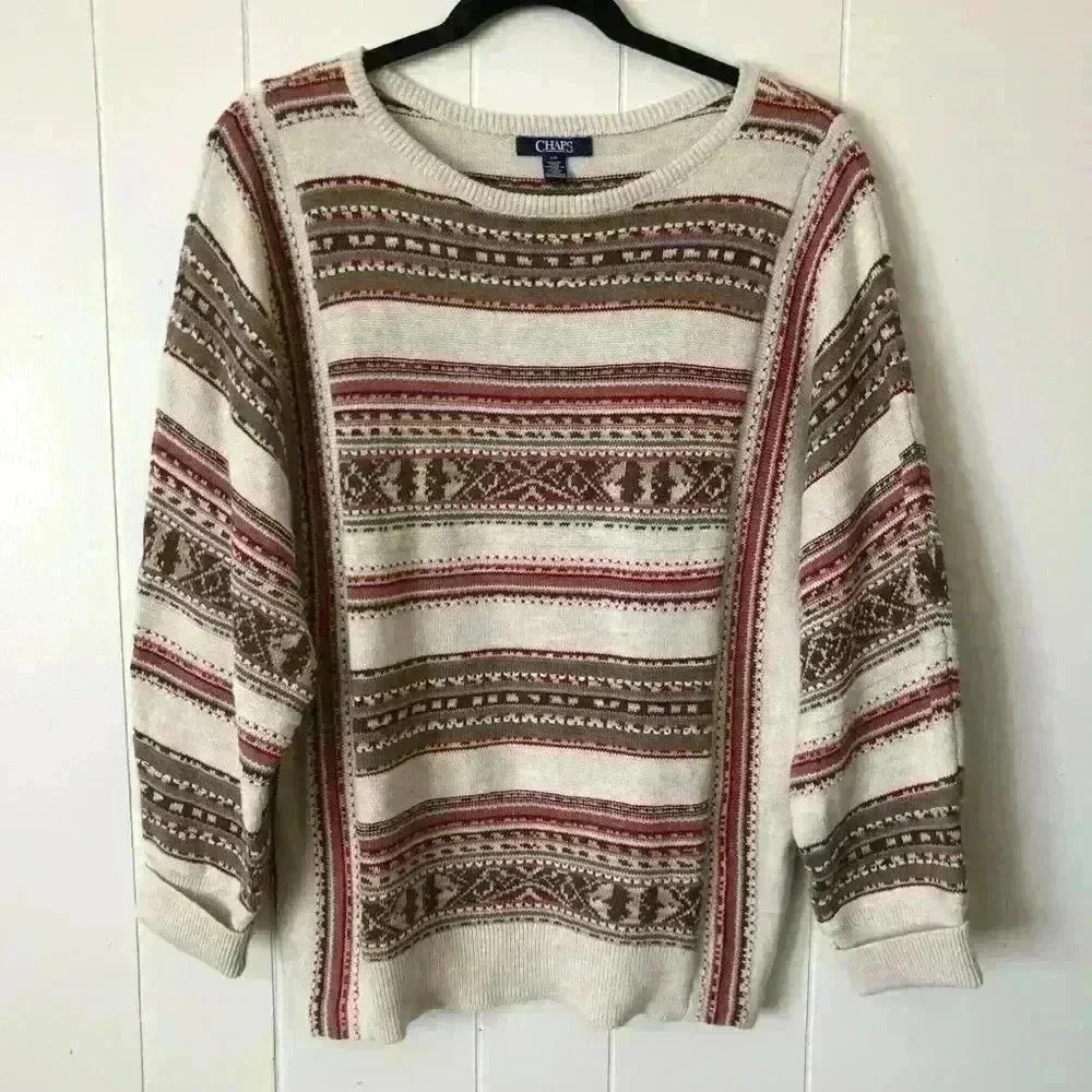 Chaps Women’s Knit Cotton & Linen Blend Top Sweater Size L/G